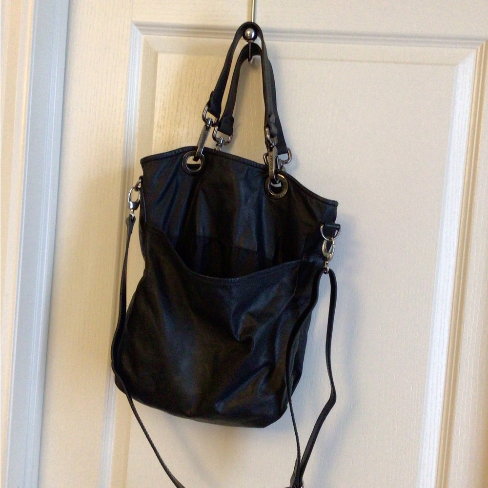 Vintage black leather rudsak bag